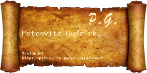 Petrovitz Györk névjegykártya